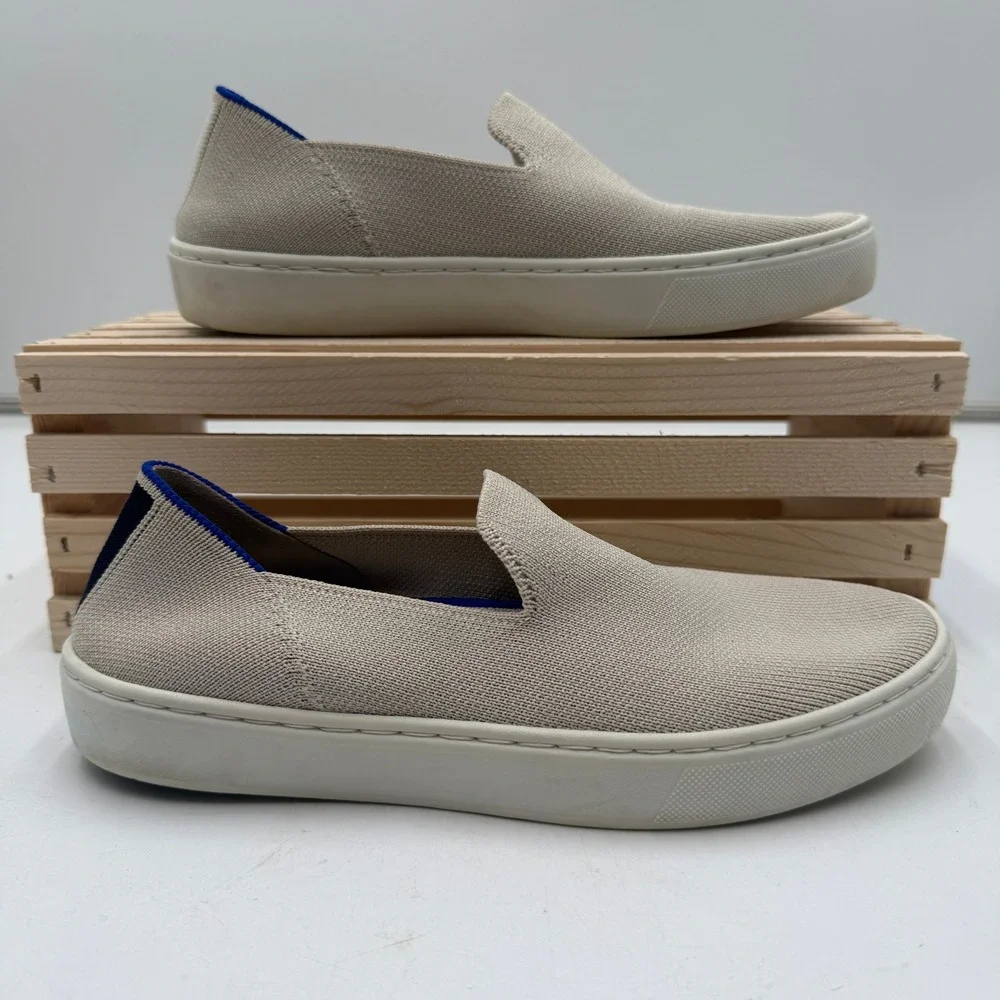 Rothy's The Sneaker Sand Beige Slip On Knit Flat Shoes Womens Size 6